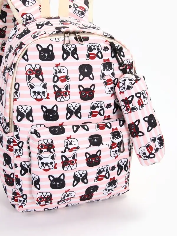Рюкзак школьный &laquo;Собачки&raquo;, с пеналом,29&times;12&times;41 см, розовый