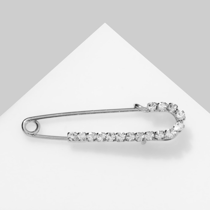 Булавка «Классика» россыпь, 4,5 см, цвет белый в серебре Булавка «Классика» россыпь, 4,5 см, цвет белый в серебре