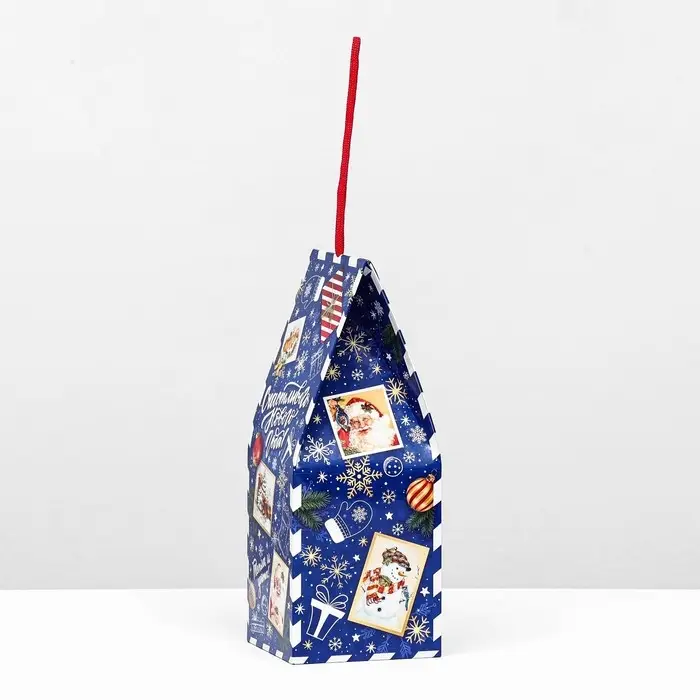 Коробка новогодняя подарочная складная «Новогодица синий» 9.5×9.5×25 см Коробка новогодняя подарочная складная «Новогодица синий» 9.5×9.5×25 см