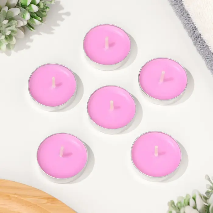 Набор свечей чайных ароматических, 6 шт, роза Набор свечей чайных ароматических, 6 шт, роза