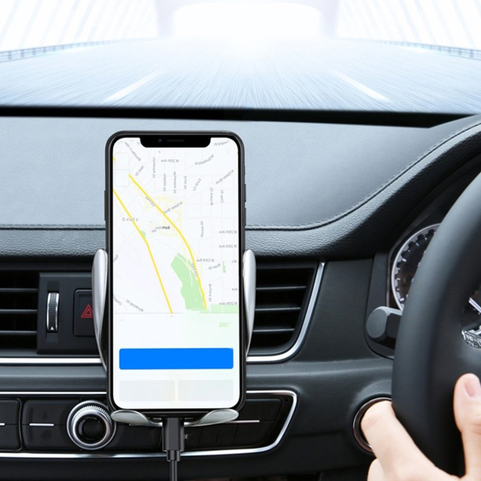 Держатель телефона, беспроводная зарядка, сенсорный захват 6-9.5 см, хром Держатель телефона, беспроводная зарядка, сенсорный захват 6-9.5 см, хром