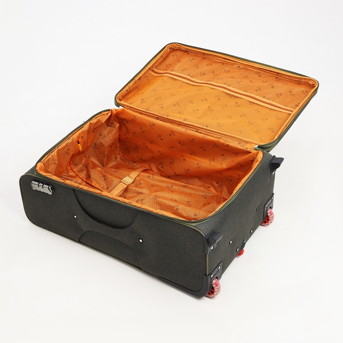 Чемодан большой 95 л (L), отдел на молнии, с расширением, кодовый замок, 3 колеса, 2 наружных кармана, цвет хаки Чемодан большой 95 л (L), отдел на молнии, с расширением, кодовый замок, 3 колеса, 2 наружных кармана, цвет хаки