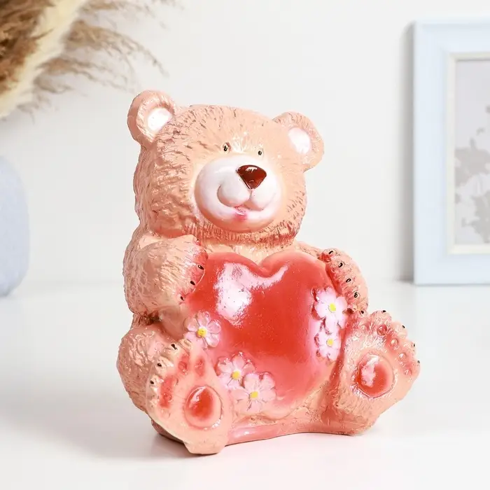 Копилка для денег &laquo;Мишка с сердцем&raquo;, гипс, 16.5&times;18.5 см