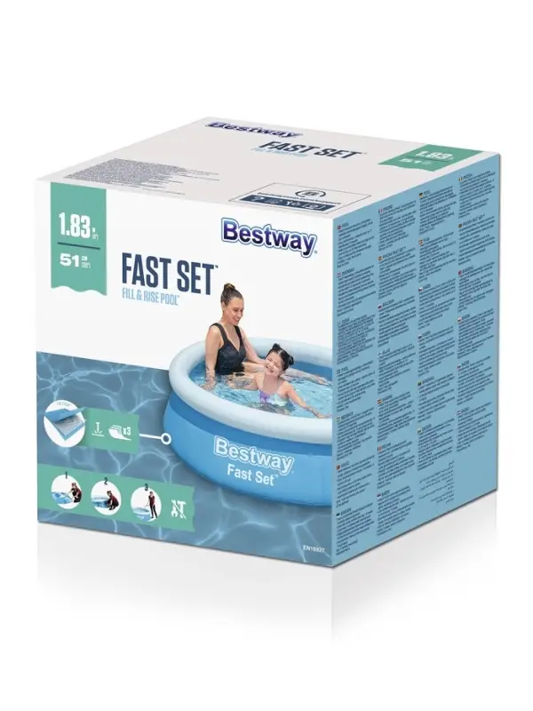 Бассейн надувной Bestway Fast Set 57392, 183&times;51 см, круглый