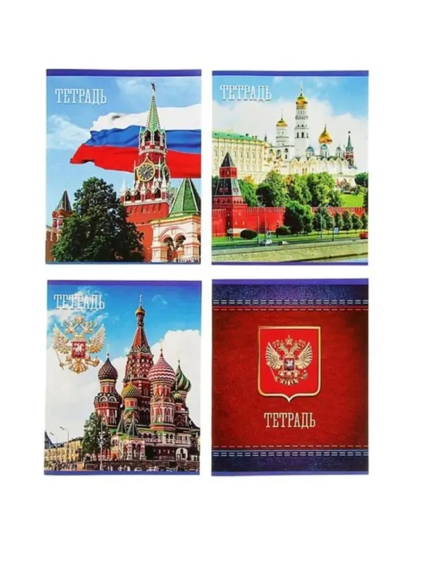 Тетрадь 48 листов в клетку Calligrata &laquo;Россия&raquo;, серые листы, МИКС