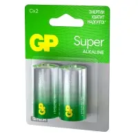 Батарейка алкалиновая GP Super Alkaline, C, LR14-2BL, 1.5 В, блистер, 2 шт.