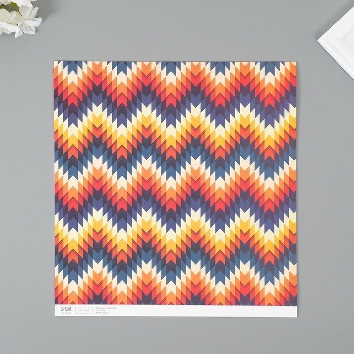 Бумага для скрапбукинга Бумага для скрапбукинга "Зигзаг" плотность 180 гр набор 5 шт 30,5х32 см