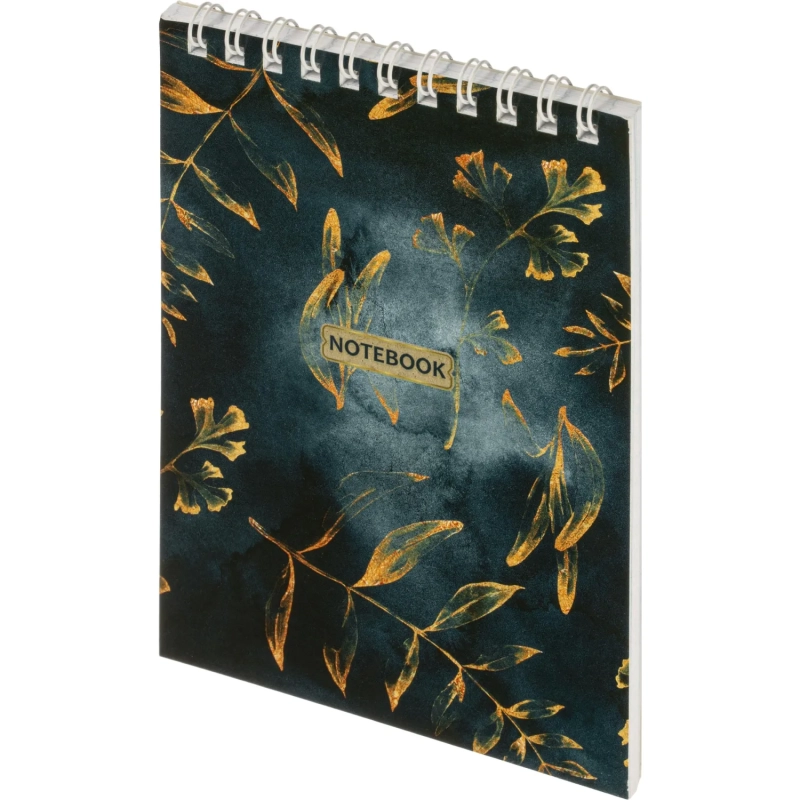 Блокнот Floral А6 60л, клетка, обл. мел.картон,спираль,синий