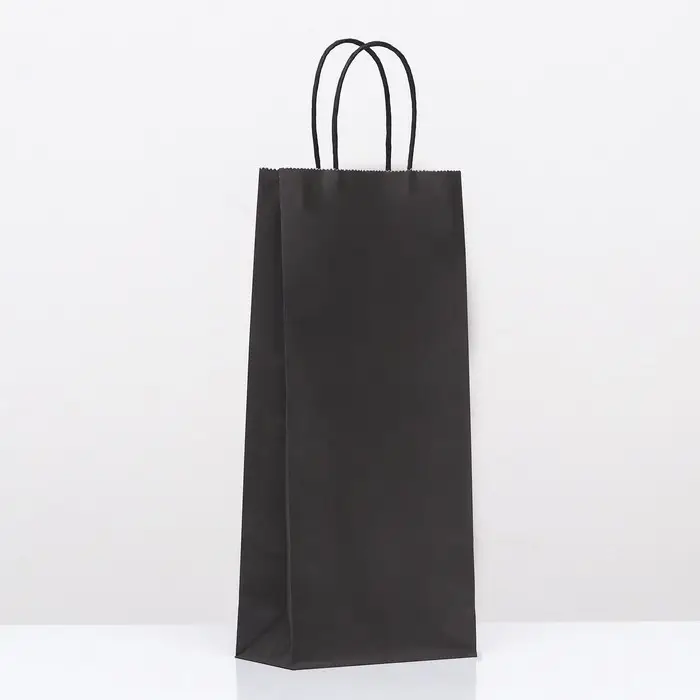 Пакет крафт под бутылку, чёрный,14×8×32 см Пакет крафт под бутылку, чёрный,14×8×32 см