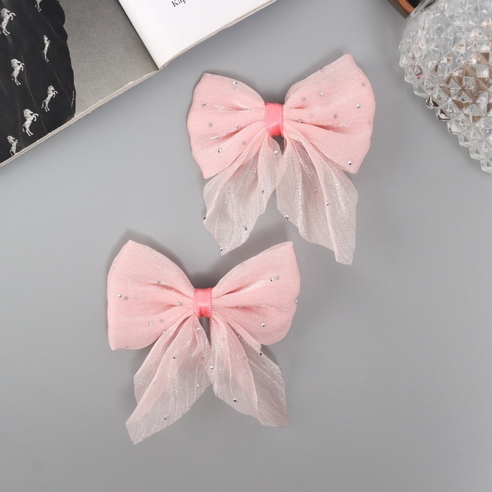 Зажим для волос  Зажим для волос "Марта" (набор 2 шт) переливы, 7,5 см, розовый