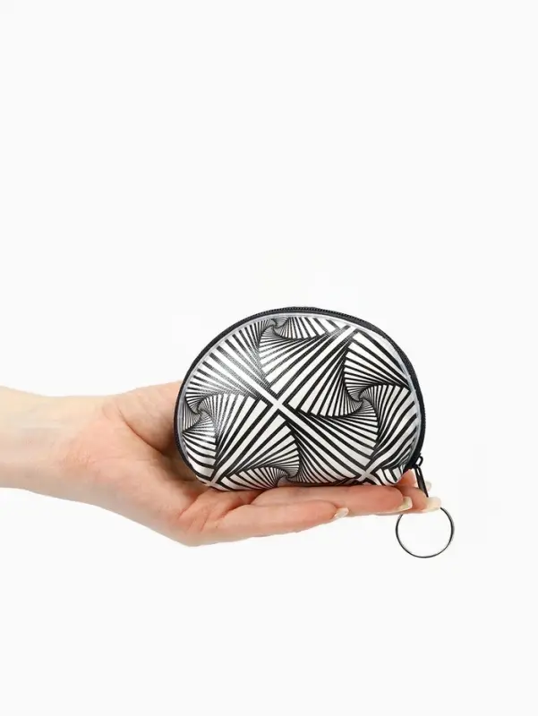 Кошелёк-монетница на молнии 9.5&times;3&times;7.5 см, с монохромным принтом, МИКС