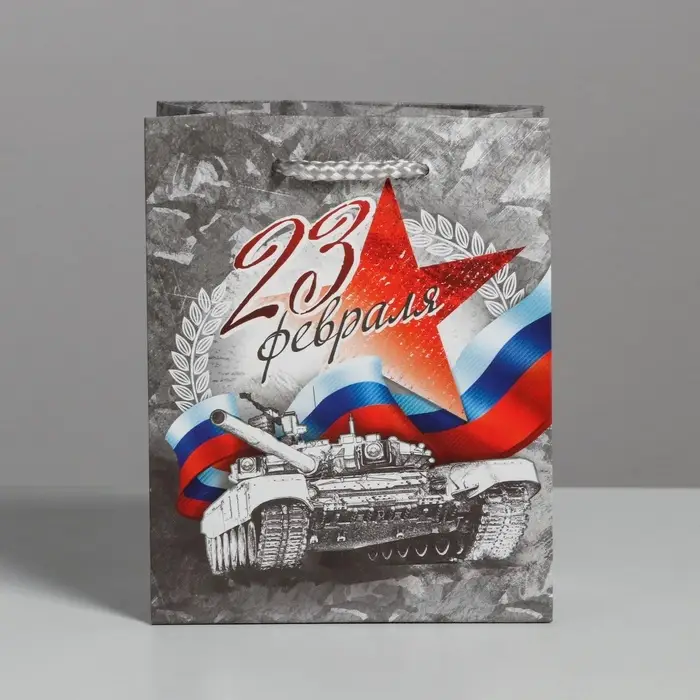 Пакет подарочный ламинированный, упаковка, «С Праздником 23 февраля!», S 12 х 15 х 5.5 см
