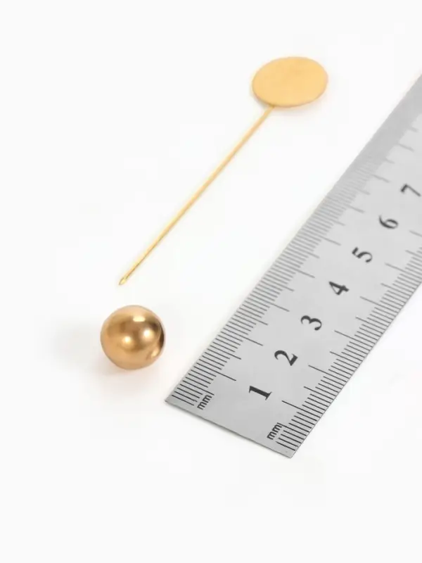 Основа &laquo;Брошь-игла&raquo; с шариком d=1.2 см (набор 5 шт.), L=7 см, площадка 1.5 см, цвет золото