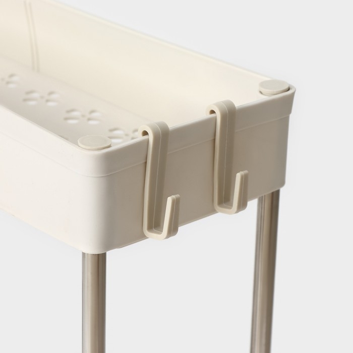 Этажерка 2-х ярусная на колёсах, 40×13×31 см, цвет белый Этажерка 2-х ярусная на колёсах, 40×13×31 см, цвет белый