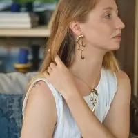 Гарнитур 2 предмета: кулон, серьги &laquo;Капли&raquo; таяние, цвет золото