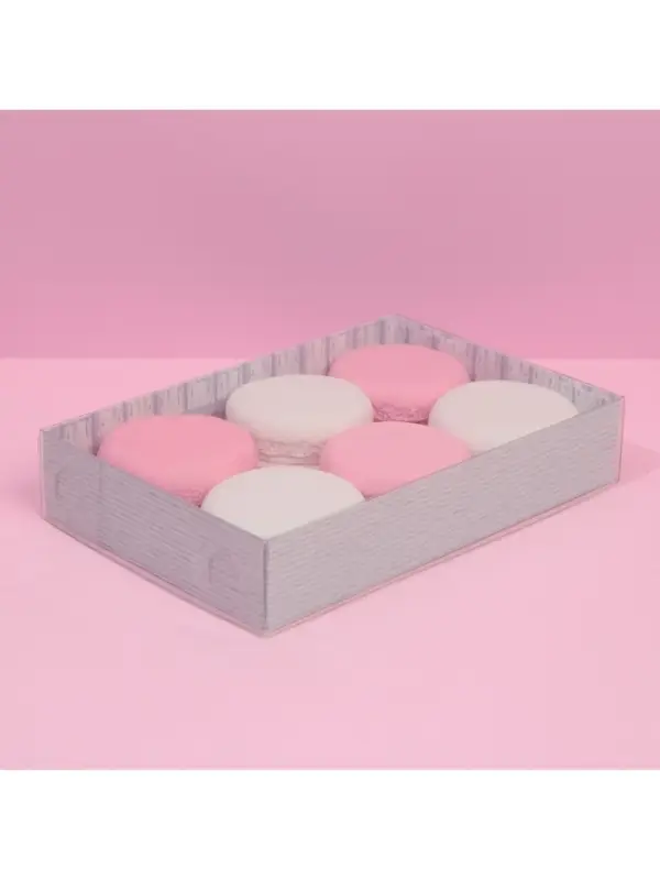 Кондитерская упаковка, коробка для макарун с пластиковой крышкой, Just for you, 18&times;12&times;3.5 см