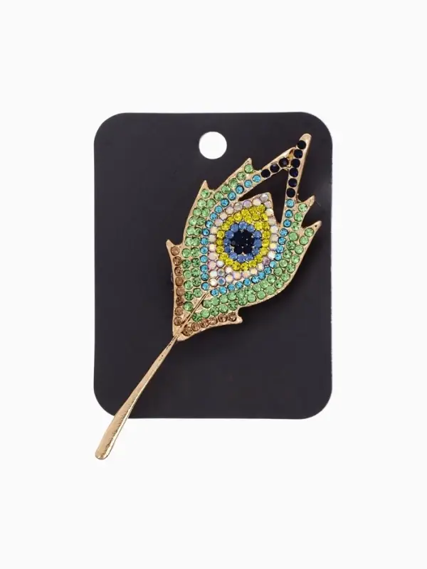 Брошь &laquo;Перо жар-птицы&raquo;, разноцветная в жёлтом золоте