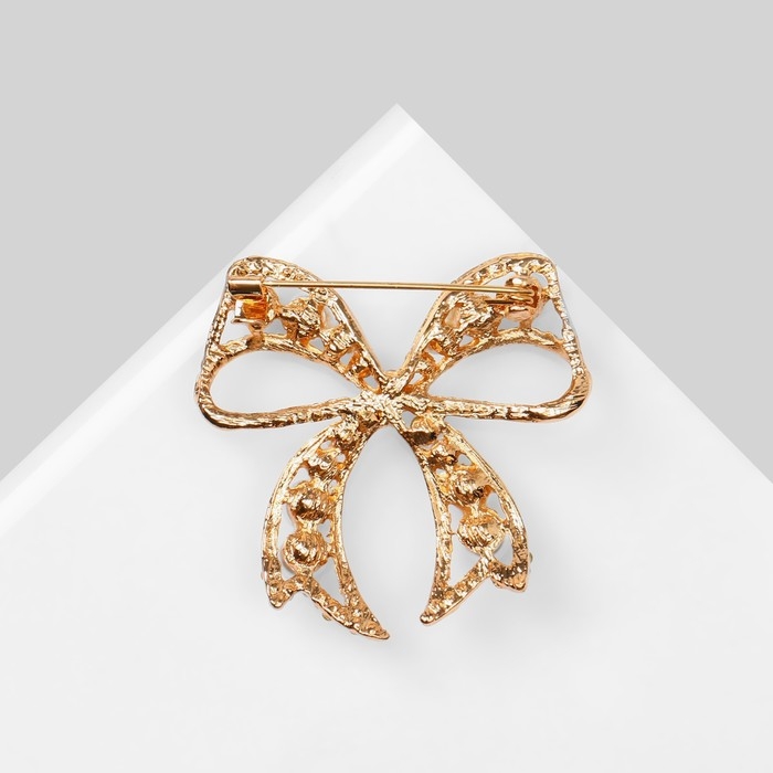 Брошь «Бант» жемчужный, цвет белый в золоте Брошь «Бант» жемчужный, цвет белый в золоте