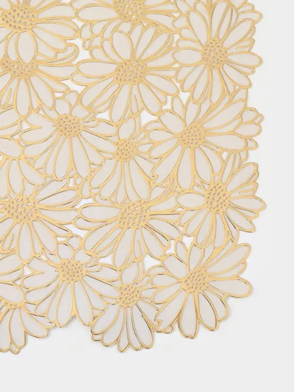 Салфетка сервировочная на стол Доляна, 45&times;30 см, бело-золотая