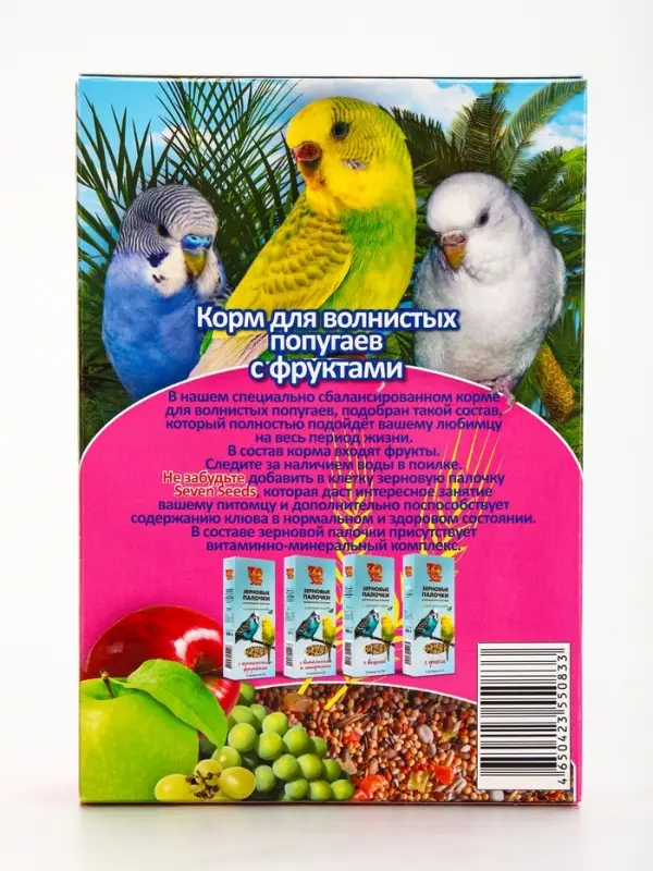 Корм Seven Seeds Special для волнистых попугаев, с фруктами, 400 г