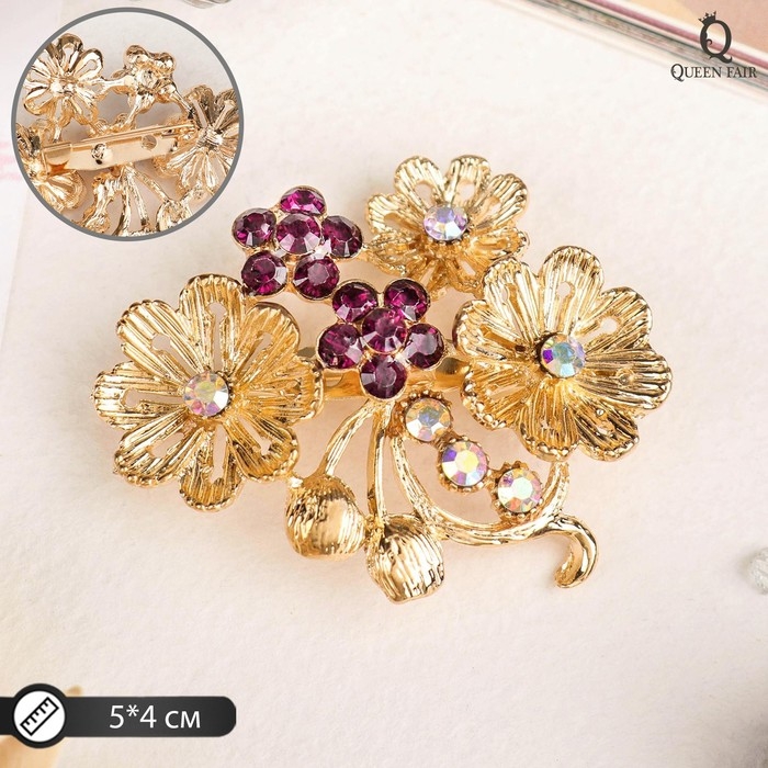 Брошь «Цветы» лютики, цвет фиолетовый в золоте Брошь «Цветы» лютики, цвет фиолетовый в золоте