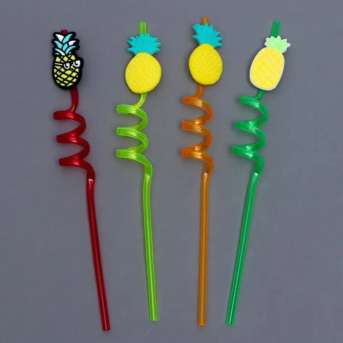 Трубочки для коктейля «Ананасы», набор, 4 шт., цвет МИКС Трубочки для коктейля «Ананасы», набор, 4 шт., цвет МИКС
