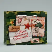 Пакет подарочный ламинированный, упаковка, «С 23 февраля», S 15 х 12 х 5.5 см