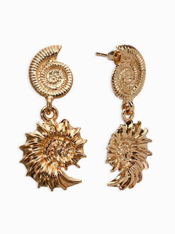 Серьги металл Серьги металл "Ракушки", цвет золото