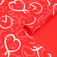Пленка для цветов, "Сердца", красная, 57х57 см