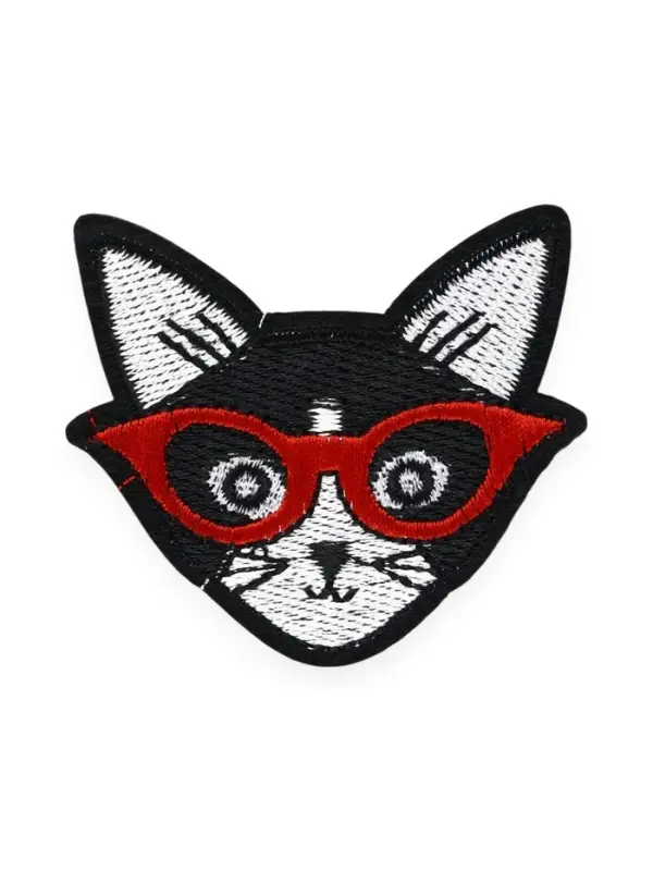 Термоаппликация «Кот в очках», 6×6 см, чёрная Термоаппликация «Кот в очках», 6×6 см, чёрная