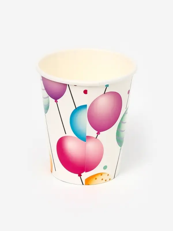 Бумажные стаканы "Happy birthday"шарики (набор 10шт)