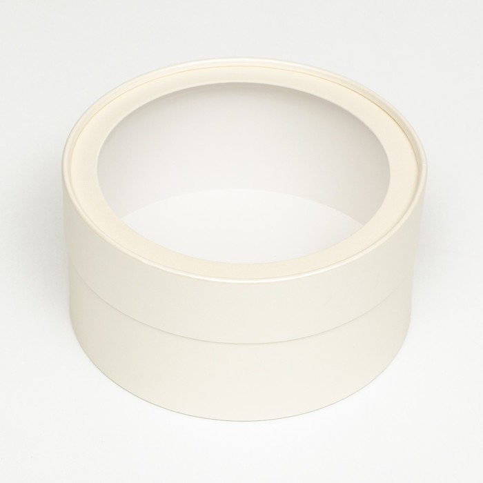 Подарочная коробка "Крема" кремовая, завальцованная с окном, 21 х 11  см