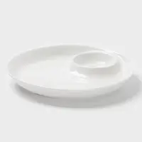 Блюдо с соусником Доляна White Label, d=25 см, фарфор, белое