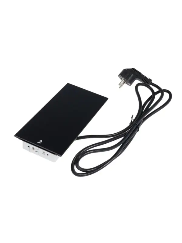 Блок розеточный в стол, сдвижная крышка, 10 А, 2 розетки, 2xUSB, 2A, провод 1.8 м, чёрный