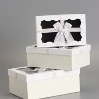 Наборок коробок 3 в 1 прямоугольные с окном 23*16*9.5 21*14*8.0 19*12*6.5 см