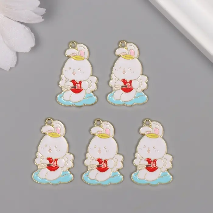 Декор для творчества металл, эмаль Декор для творчества металл, эмаль "Зайчик со стрелой в сердце" 2,8х1,8 см