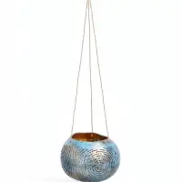 Подсвечник подвесной из кокоса, 12&times;12&times;8.5 см, голубой-золотой