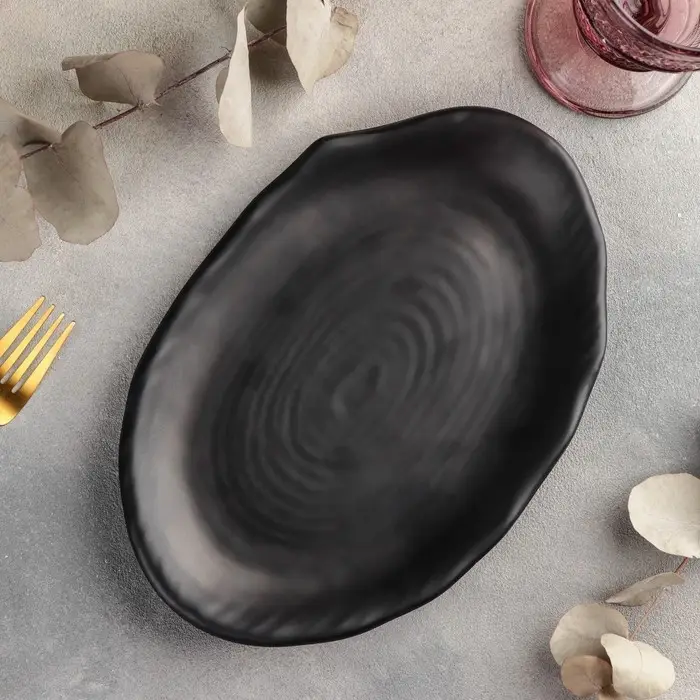 Блюдо сервировочное &laquo;Чёрный Восток&raquo;, 25.5&times;17&times;2.5 см, пластик, чёрное