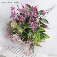 Букет искусственный «Цветочки с листиками» с напылением, 22 см, МИКС