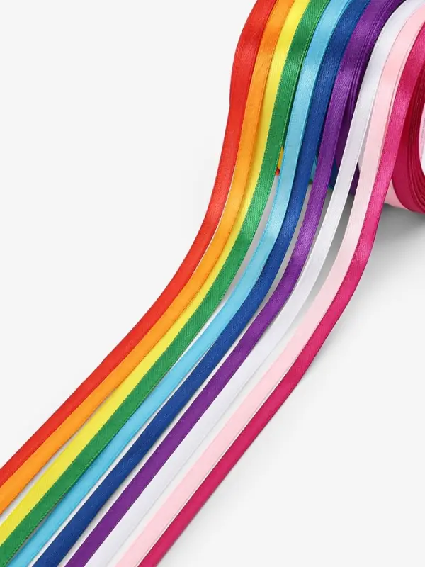 Лента атласная, набор 10 шт., 6 мм, 23 м&plusmn;1 м, разноцветная