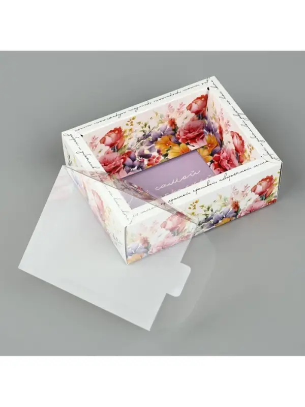 Коробка складная с пластиковой крышкой &laquo;Цветочные грёзы&raquo;, 11.5&times;9&times;4 см
