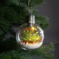 Ёлочный шар &laquo;Еловая ветка&raquo;, 1 LED, от батареек, свечение тёплое белое