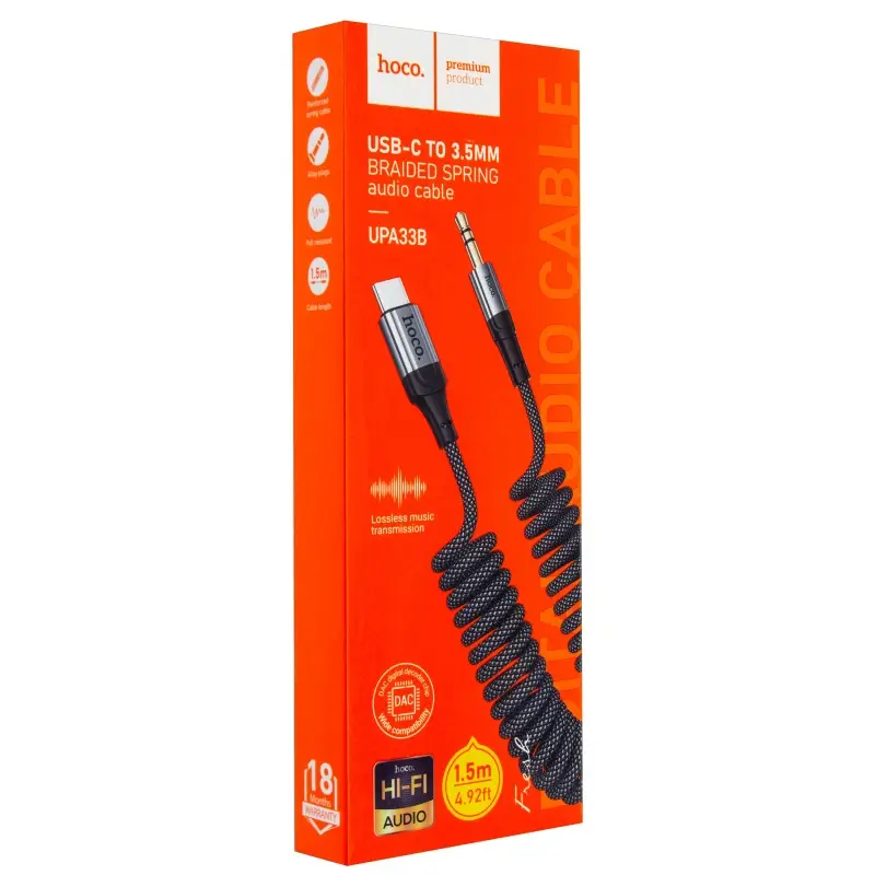 Кабель AUX на Type-C 1.5M UPA33B HOCO черный