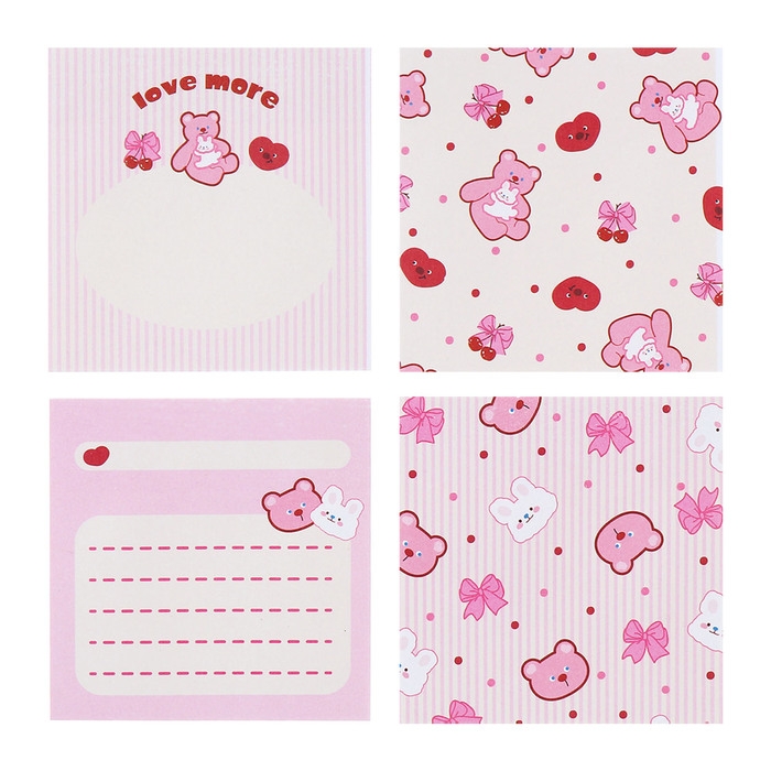 Блок с липким краем 74*74мм 90л с рисунком Мишки 3 вида Блок с липким краем 74*74мм 90л с рисунком Мишки 3 вида