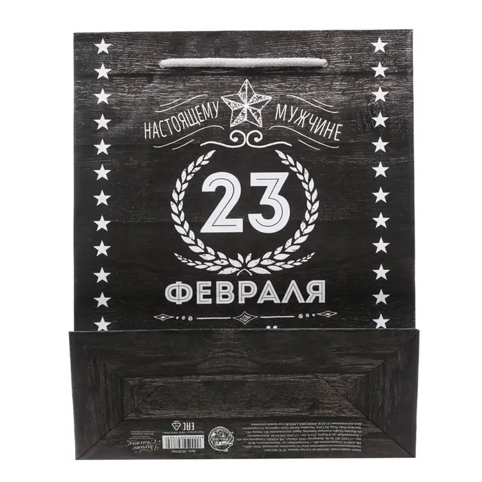 Пакет подарочный ламинированный, упаковка, &laquo;С 23 февраля&raquo;, MS 18&times;23&times;10 см