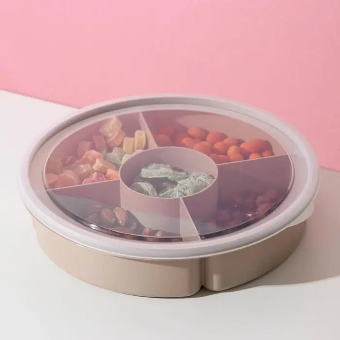 Менажница с крышкой IDEA, 5 секций, пластик, бежевый