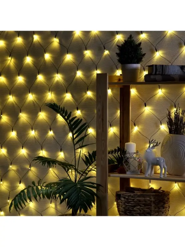 Гирлянда &laquo;Сеть&raquo; 1.6&times;1.6 м, IP20, тёмная нить, 144 LED, свечение тёплое белое, 8 режимов, 220 В