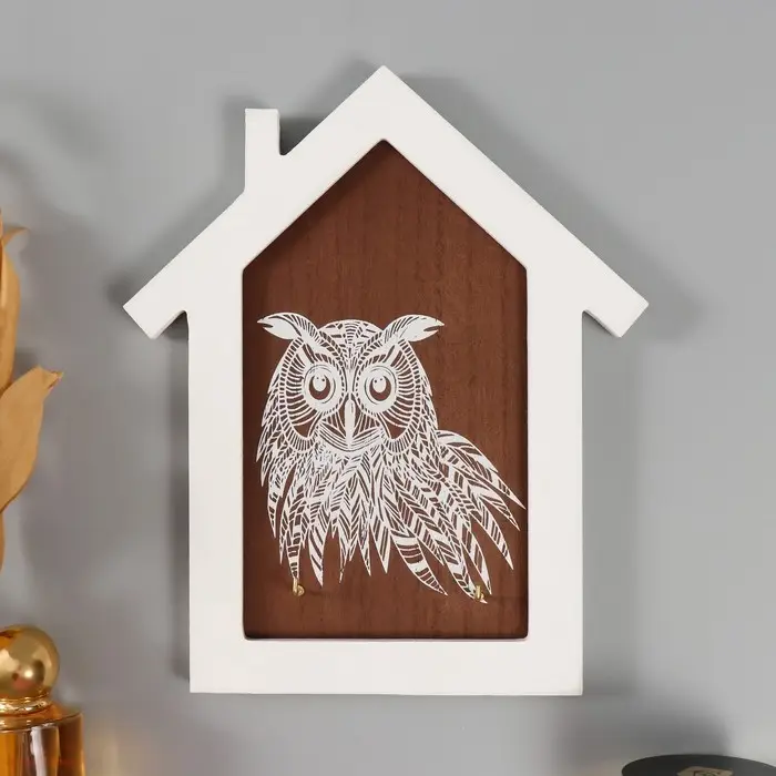 Настенные крючки декоративные &laquo;Домик с филином&raquo;, дерево, 24&times;19.5&times;2 см