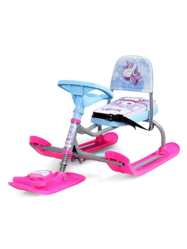 Снегокат &laquo;Тимка спорт 4-1&raquo; Единорог, со спинкой, голубой, розовый, ТС4-1 М/ЕР Nika Kids