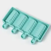 Форма для мороженого Доляна &laquo;Моника&raquo;, силикон, 19.5&times;11 см, 4 ячейки (6.7&times;3.2 см), МИКС